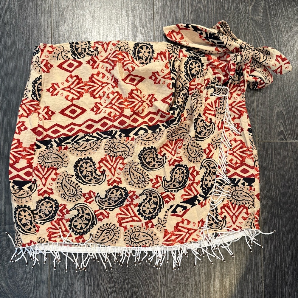 Zara Beaded Tribal Wrap Mini Skirt- Size M